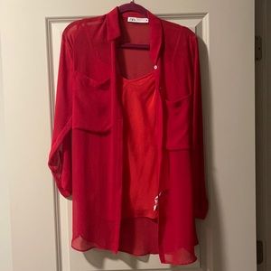 Zara red shirt and lining M